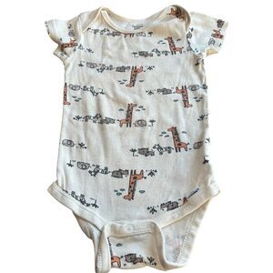 Gerber Baby Size 12 Months 100% Cotton White Zoo‎ Animals Onesie Sleep Comfort